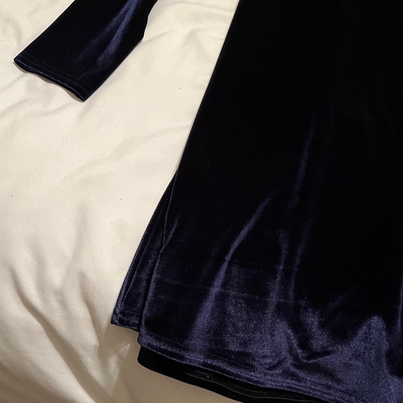 ASOS BRAVE SOUL velvet mock neck dress blue size small - Picture 3 of 6